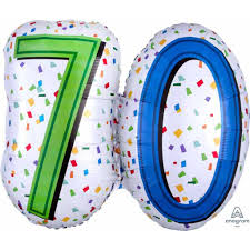 SS RAINBOW 70TH BIRTHDAY FOIL BALLOON - Helium Filled