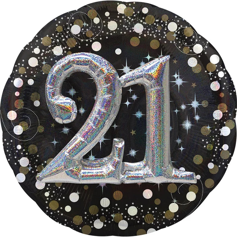 SS SPARKLING 21 BIRTHDAY MULTI FOIL BALLOONS HELIUM Filled