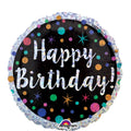 18C POLKA DOT BIRTHDAY HOLOGRAPHIC FOIL BALLOON - Helium Filled