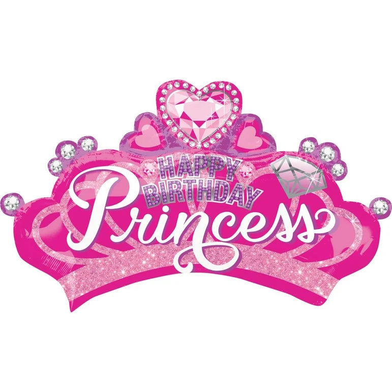 SS PRINCESS CROWN &amp; GEMS FOIL BALLOON - Helium Filled