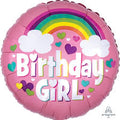 18C BIRTHDAY GIRL RAINBOW FOIL BALLOON - Helium Filled