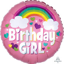 18C BIRTHDAY GIRL RAINBOW FOIL BALLOON - Helium Filled