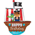 SS HAPPY BRTHDAY PIRATE SHIP FOIL BALLOON - Helium Filled