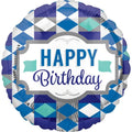 18C HAPPY BIRTHDAY TIE PATTERN FOIL BALLOON - Helium Filled