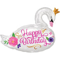SS HAPPY BIRTHDAY BEAUTIFUL SWAN FOIL BALLOON - Helium Filled