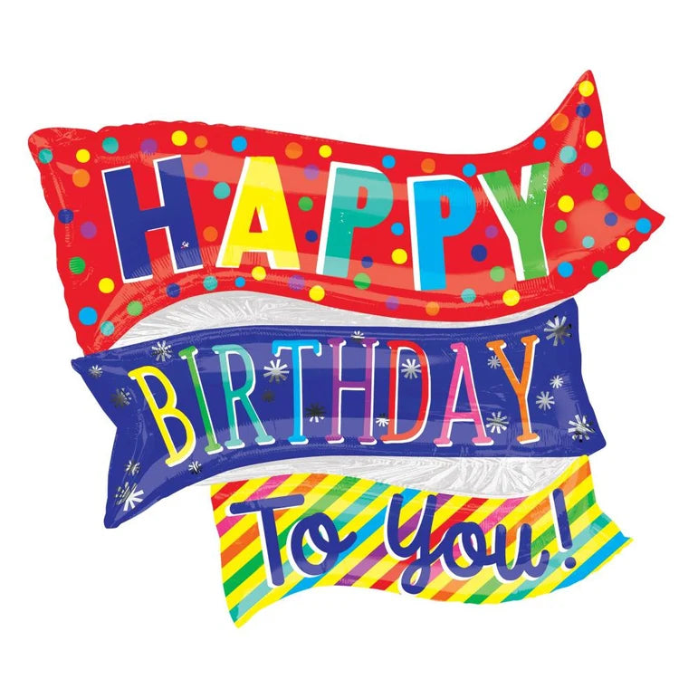 SS HAPPY BIRTHDAY FUN FLAGS FOIL BALLOON - Helium Filled