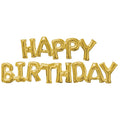 HAPPY BIRTHDAY GOLD Foil Balloon Banner - AIR-FILLED (NON-FLYING)