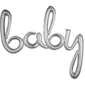 BABY SCRIPT SILVER Foil Balloon Banner - AIR-FILLED (NON-FLYING)