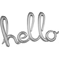HELLO SCRIPT SILVER Foil Balloon Banner - AIR-FILLED (NON-FLYING)
