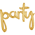 PARTY SCRIP GOLD Foil Balloon Banner - AIR-FILLED (NON-FLYING)