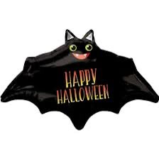 JRSHAPE HALLOWEEN BAT FOIL BALLOONS HELIUM Filled