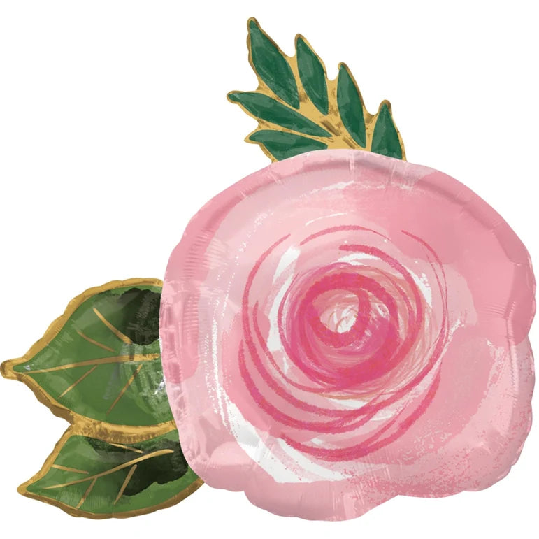 SS BRIGHT FLORALS PINK ROSE FOIL BALLOON - HELIUM Filled