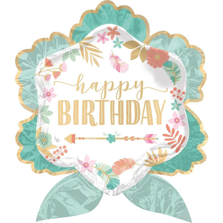 SS BOHO BIRTHDAY GIRL FOIL BALOON - Helium Filled