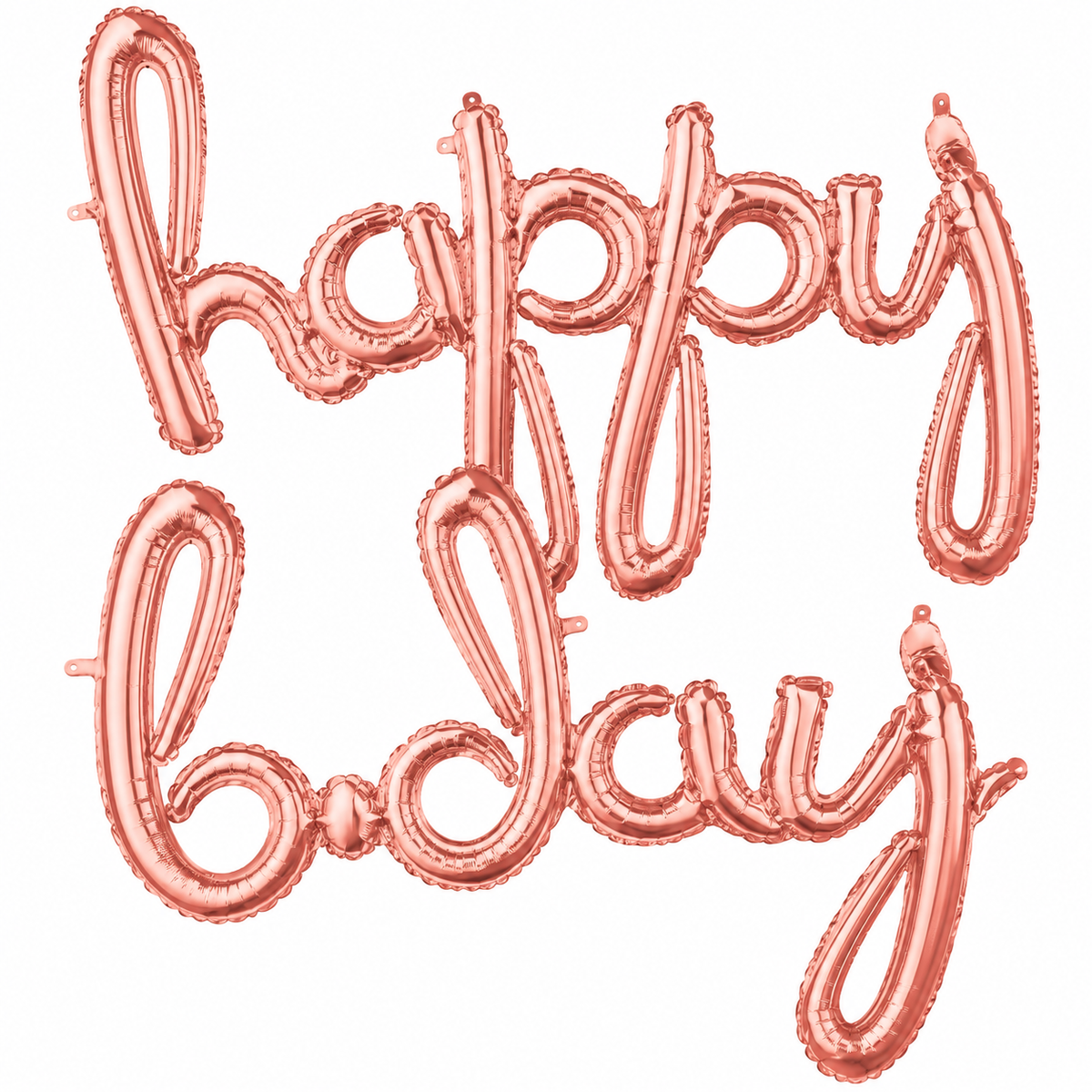 HAPPY B-DAY SCRIPT ROSEGOLD Foil Balloon Banner - AIR-FILLED (NON-FLYING)