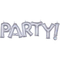 PARTY! SILVER Foil Balloon Banner - AIR-FILLED (NON-FLYING)