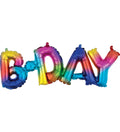 B-DAY COLORFUL Foil Balloon Banner - AIR-FILLED (NON-FLYING)