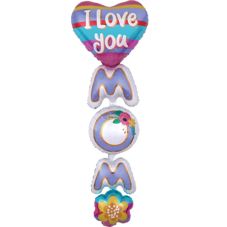 SS I LOVE YOU MOM GIANT MULTI BALLOON FOIL BALLOONS - HELIUM Filled