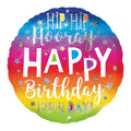 18C HIP HIP HOORAY BIRTHDAY ROUND FOIL BALLOON - Helium Filled