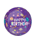 SMILING GALAXY HAPPY BIRTHDAY ORBZ FOIL BALLOONS - Helium Filled