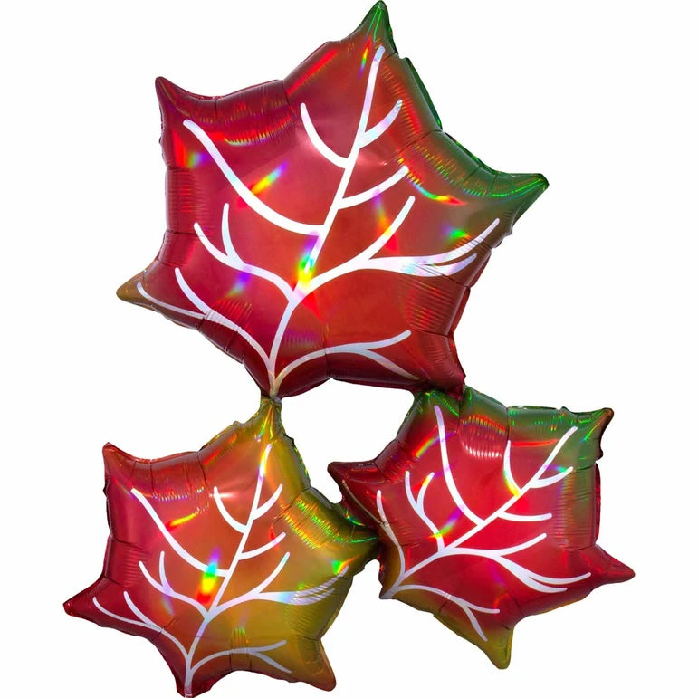SS LEAVES IRIDSCENT FOIL BALLOONS - HELIUM Filled