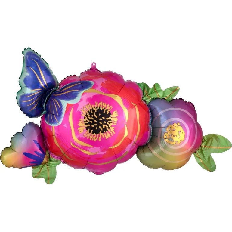 SS FLOWERS & BUTTERFLY FOIL BALLOON - HELIUM Filled