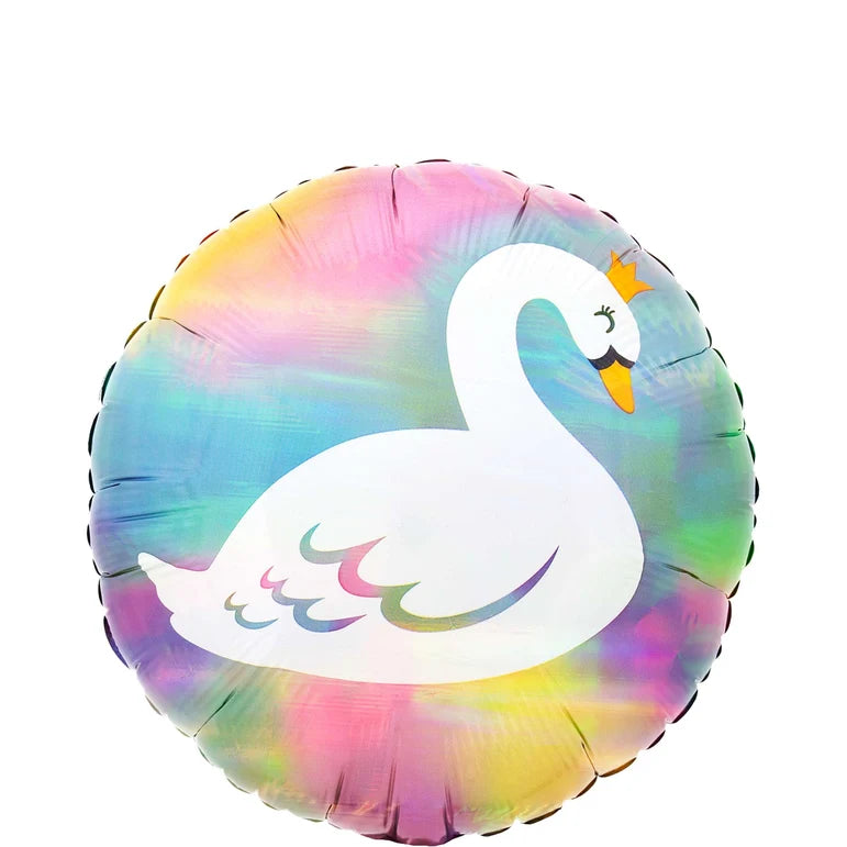 18C SWAN PASTEL IRIDISCENT FOIL BALLOONS - HELIUM Filled
