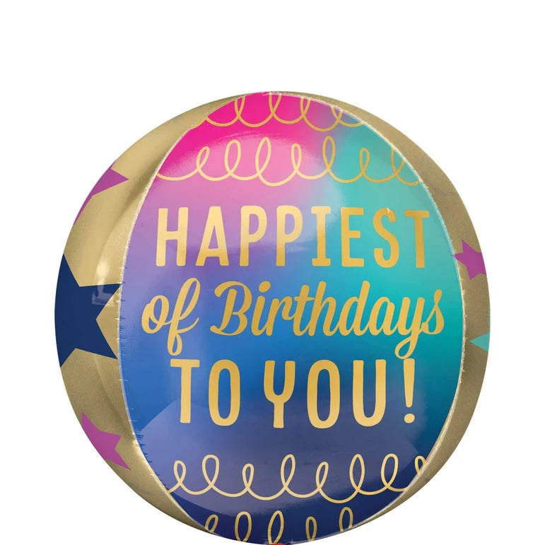 BIRTHDAY STARS & GOLD ORBZ FOIL BALLOONS HELIUM Filled
