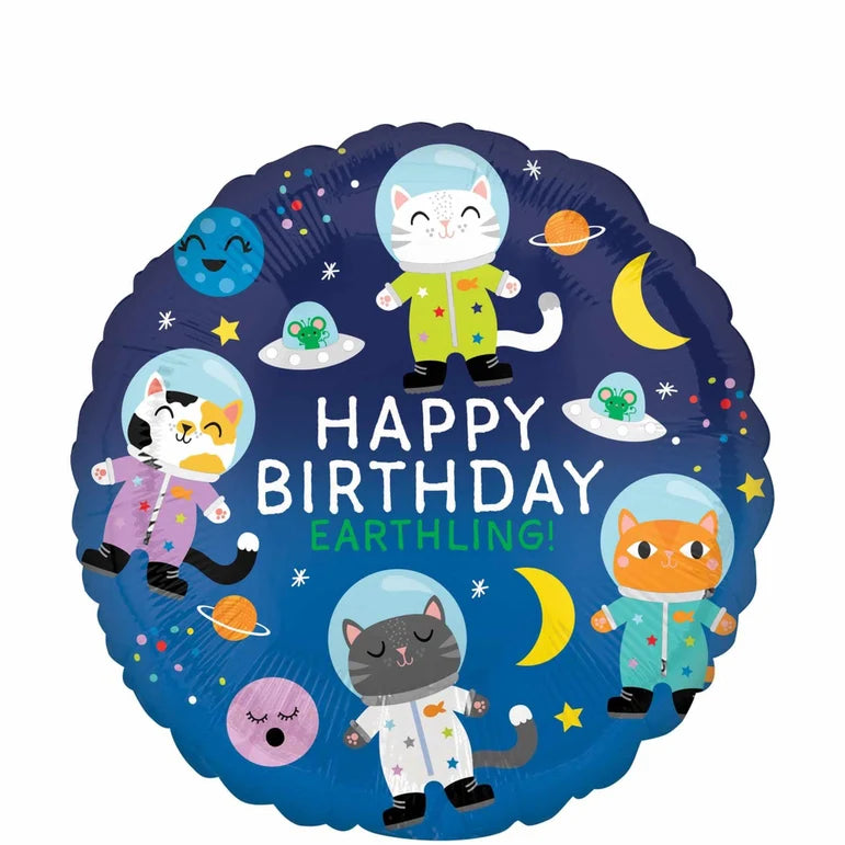 18C HAPPY BIRTHDAY SPACE GIFT FOIL BALLOON - Helium Filled