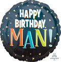 18C HAPPY BIRTHDAY MAN LETTERS FOIL BALLOON - Helium Filled