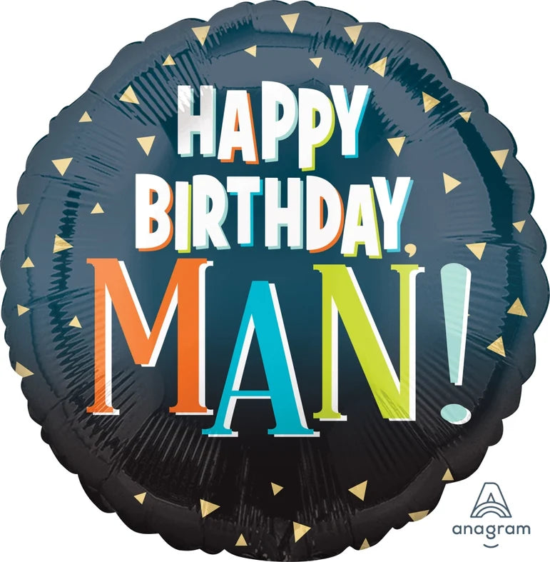 18C HAPPY BIRTHDAY MAN LETTERS FOIL BALLOON - Helium Filled