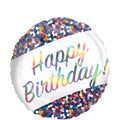 18C BIRTHDAY CONFETTI IRIDISCENT FOIL BALLOON - Helium Filled