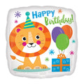 18 LION HAPPY BIRTHDAY SQUARE FOIL BALLOON - Helium Filled