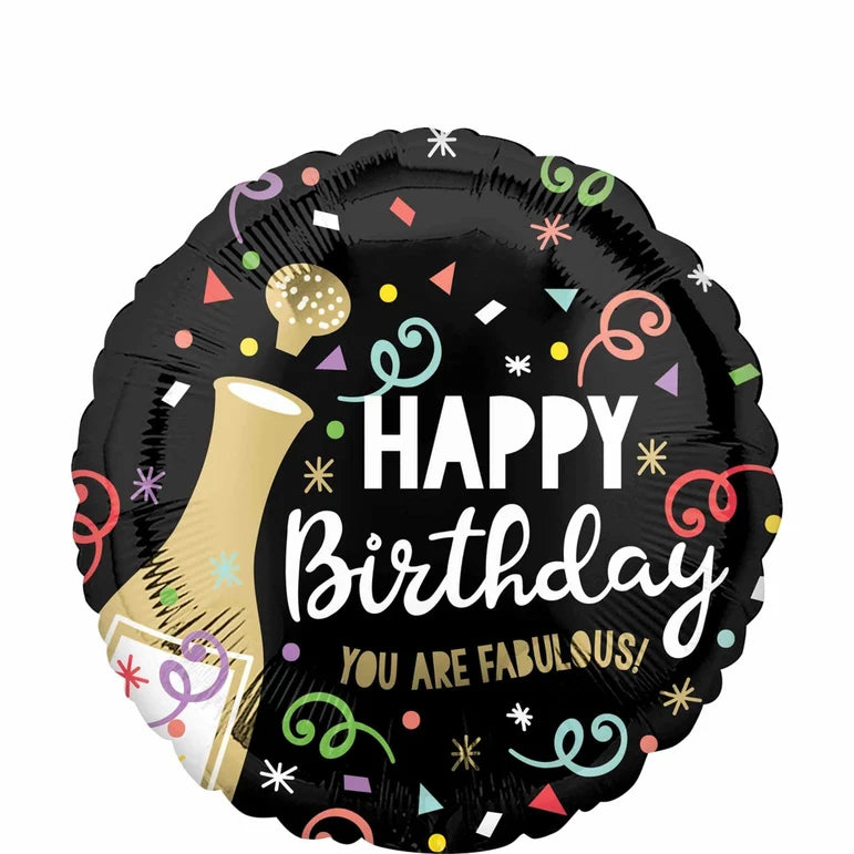 18C HAPPY BIRTHDAY GOLD BUBBLY FOIL BALLOON - Helium Filled