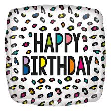 18C BIRTHDAY RAINBOW LEOPARD FOIL BALLOON - Helium Filled
