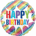SS HAPPY BIRTHDAY STRIPED BURST FOIL BALLOON - Helium Filled