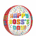 BOSS'S DAY DOTS BIRTHDAY ORBZ FOIL BALLOONS HELIUM Filled