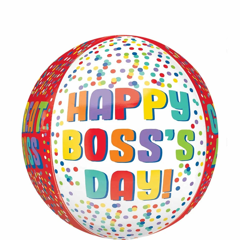 BOSS'S DAY DOTS BIRTHDAY ORBZ FOIL BALLOONS HELIUM Filled