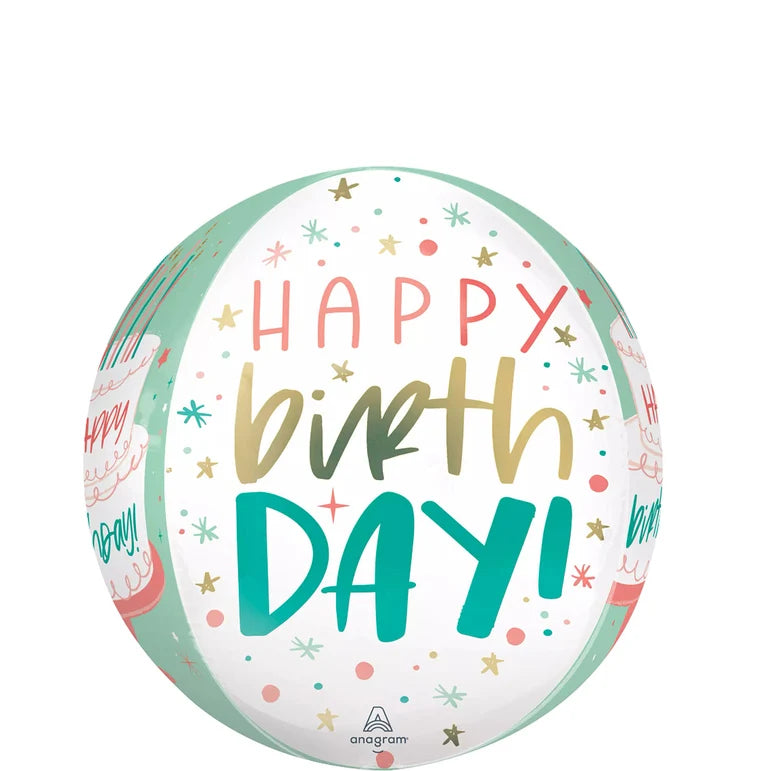 HAPPY CAKE DAY ORBZ FOIL BALLOONS - Helium Filled