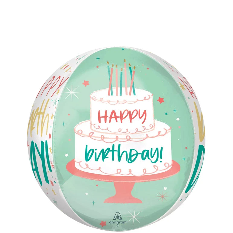HAPPY CAKE DAY ORBZ FOIL BALLOONS - Helium Filled