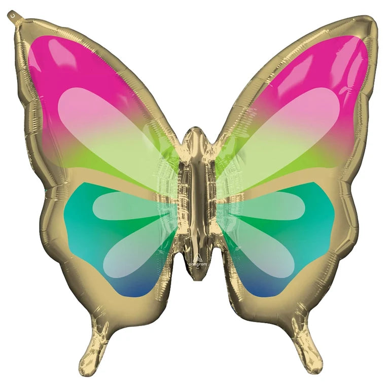 SS BEAUTIFUL TROPICAL BUTTERFLY FOIL BALLOONS - air-filled