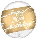 18C GOLDEN AGE 30TH BIRTHDAY SATIN FOIL BALLOON - Helium Filled