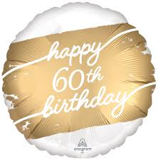 18C GOLDEN AGE 60TH BIRTHDAY SATIN FOIL BALLOON - Helium Filled