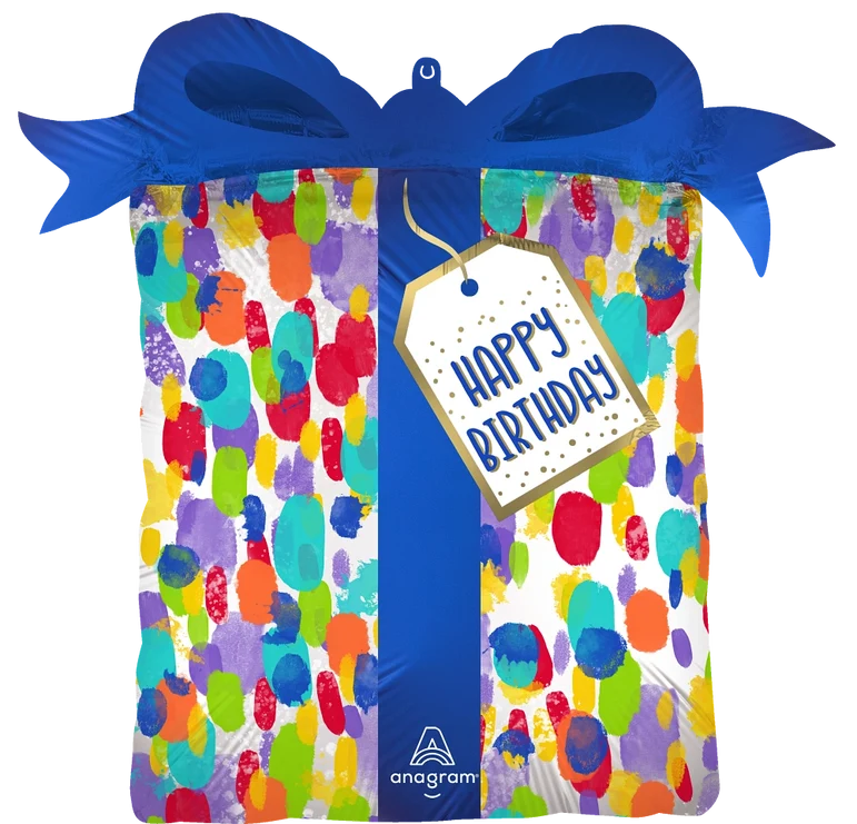 SS PAINTERLY DOTS BIRTHDAY FOIL BALLOON - Helium Filled