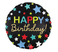 18C HAPPY BIRTHDAY STARS FOIL BALLOON - Helium Filled