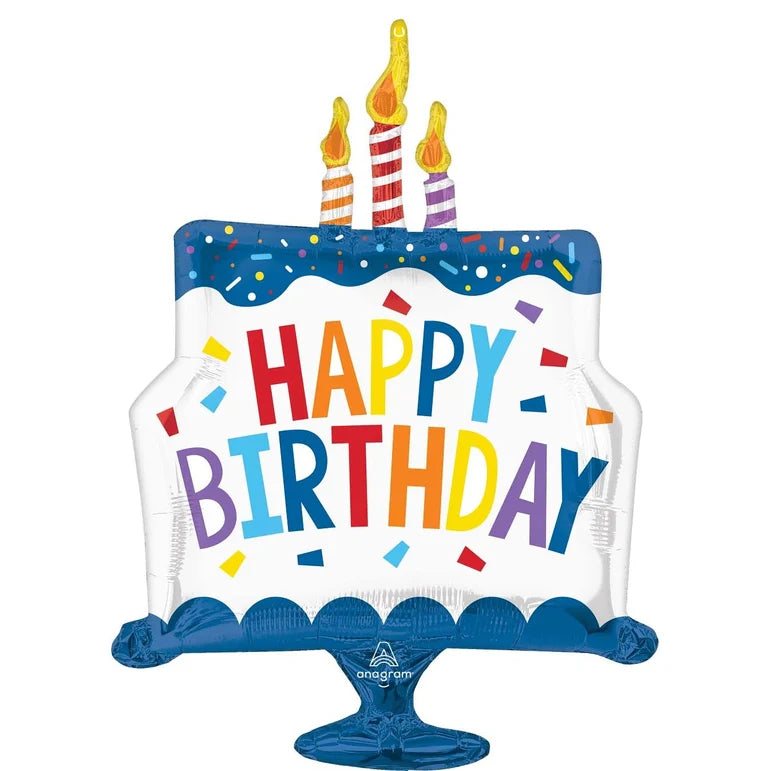 SS HAPPY BIRTHDAY TIERED CAKE FOIL BALLOON - Helium Filled