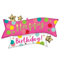 SS PINK CONFETTI HAPPY BIRTHDAY FOIL BALLOON - Helium Filled