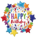SS HAPPY BIRTHDAY STAR FOIL BALLOON - Helium Filled