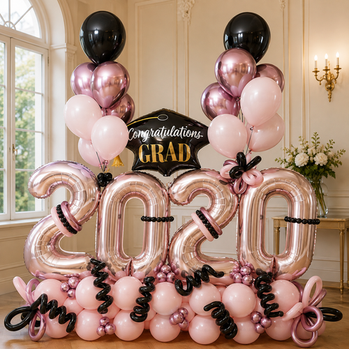 Any Four Number Princess GRAD Balloon Arrangement PRE ORDER 1 DAY In ADVANCE