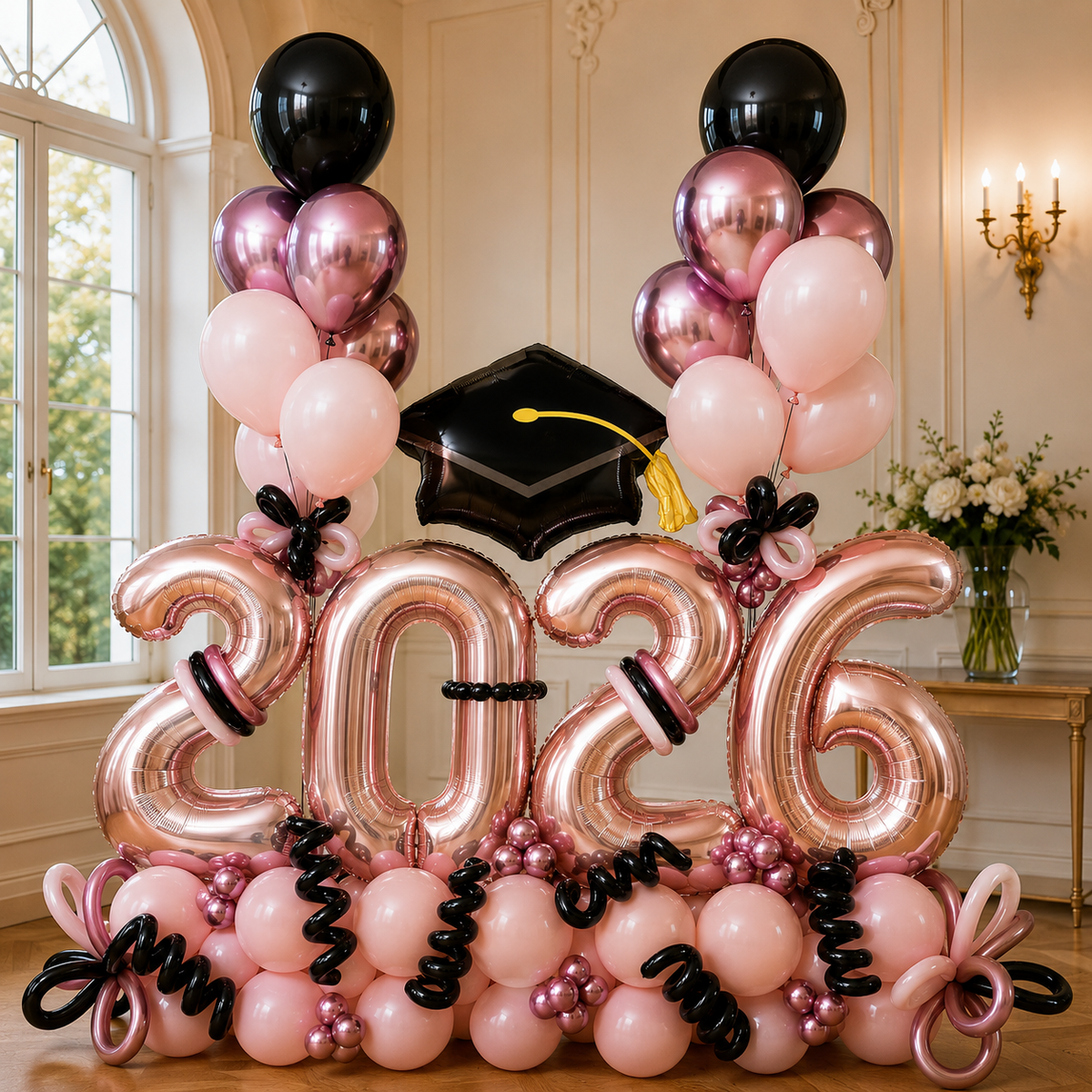 Any Four Number Princess GRAD Balloon Arrangement PRE ORDER 1 DAY In ADVANCE