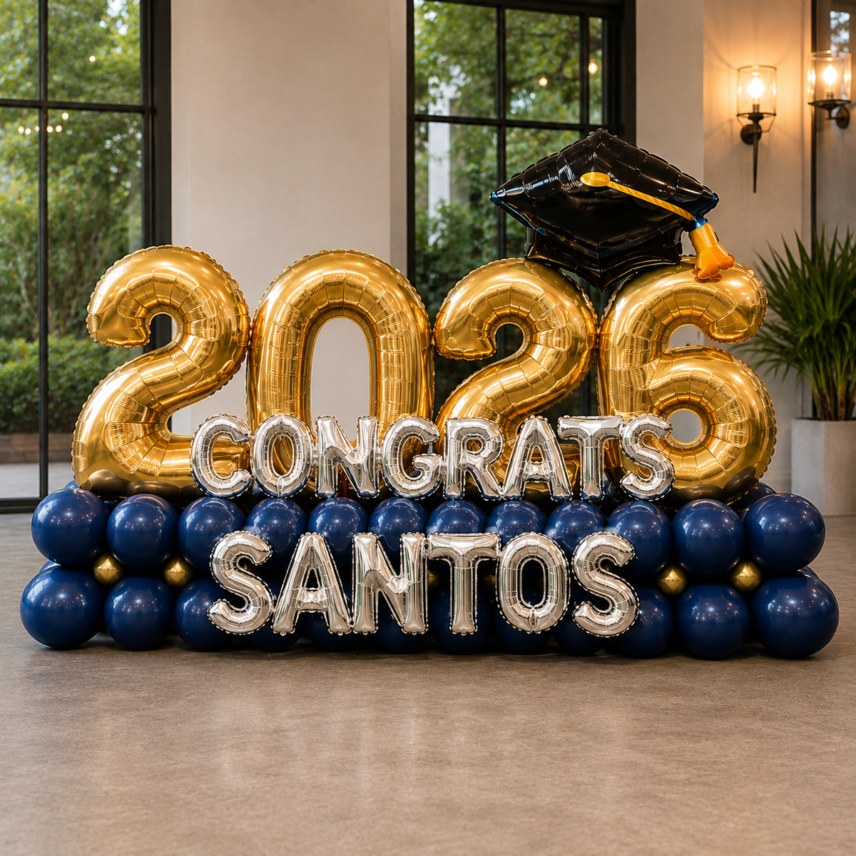 Any Four Number Glam CONGRATS GRAD Balloon Arrangement PRE ORDER 1 DAY In ADVANCE